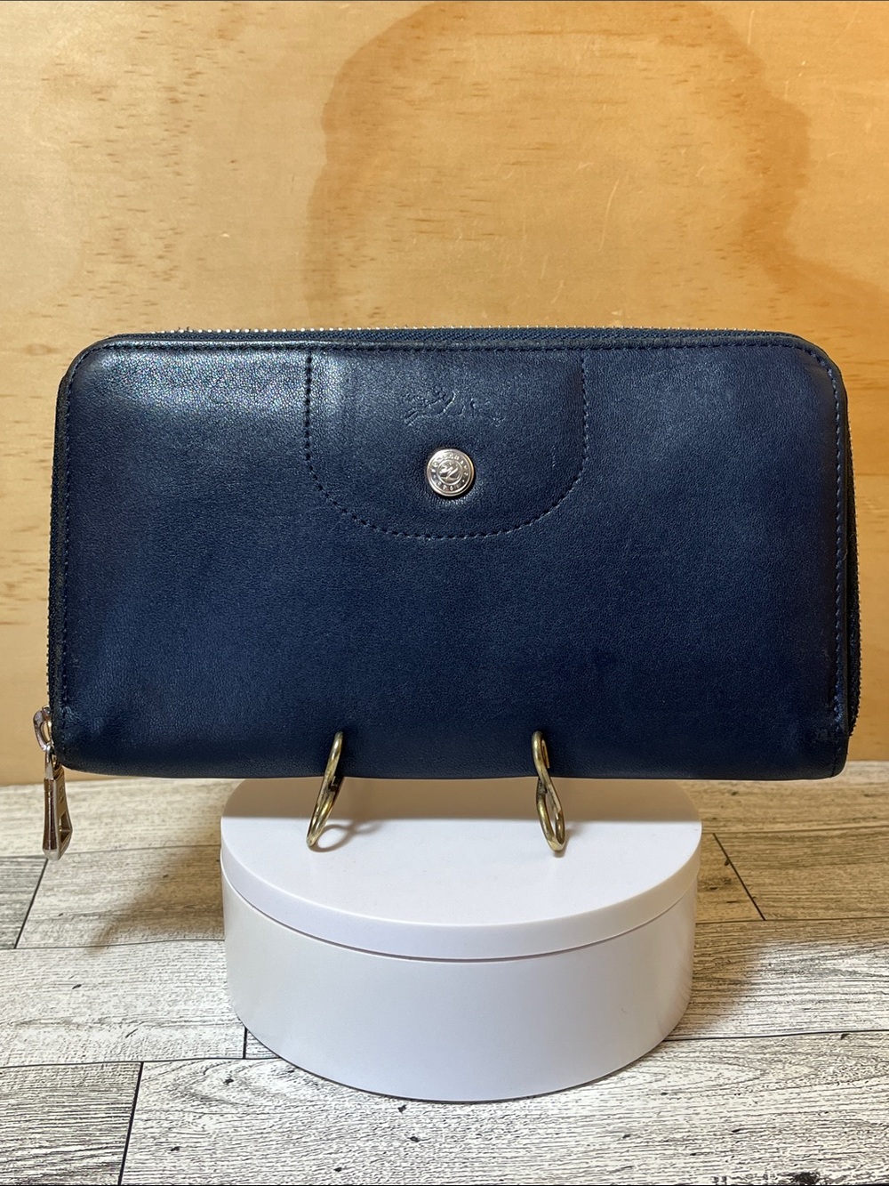 Longchamp Le Pliage Cuir Long Zip-Around Blue Navy Wallet